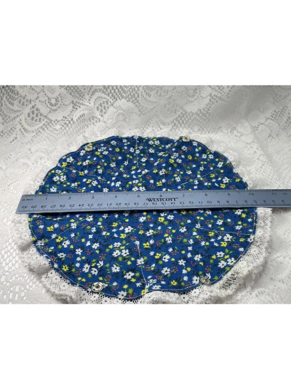 Vintage Print Fabric Egg Basket:  Handmade Country Farmhouse Decor Laced Cotton